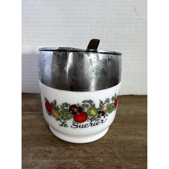 Vintage Gemco Le Sucrier Milk Glass Sugar Bowl With Chrome Lid - Picture 1 of 3
